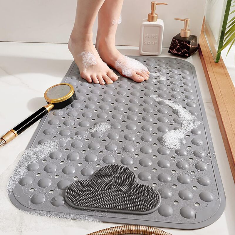 Non-Slip Bath Mat Shower Mat With Foot Massage, Environmentally Friendly Pvc Anti-Mold Bathroom Bathtub Mat Floor