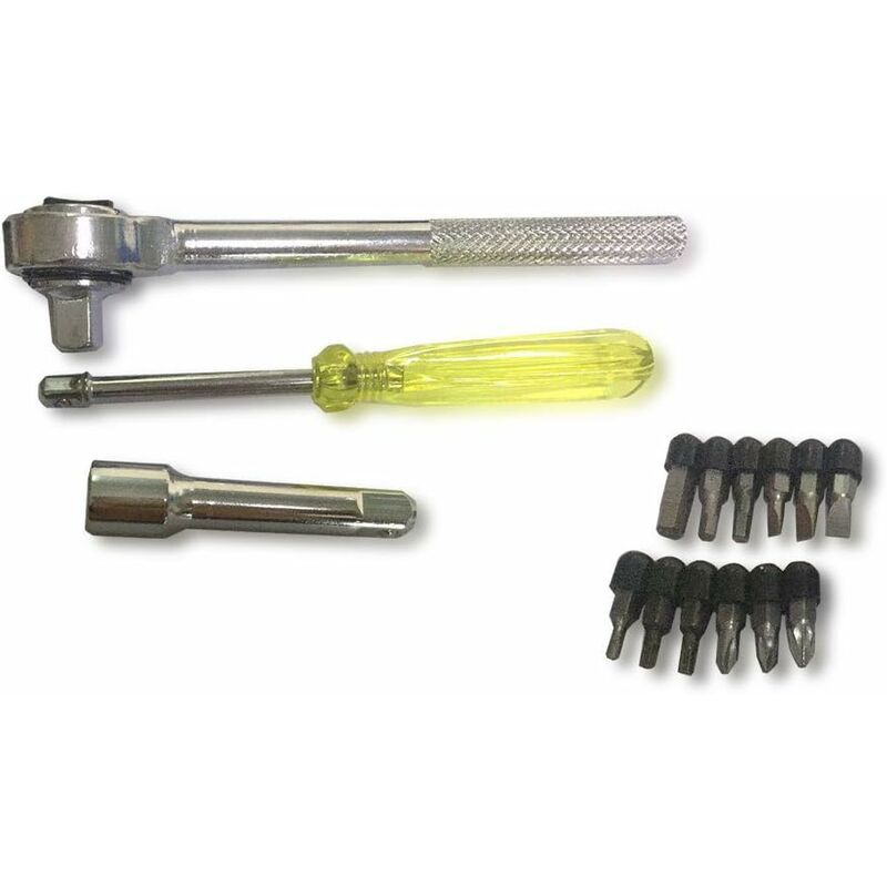 50 pcs 1/4" 3/8" Socket Wrench Set With Reversible Ratchet Handle Drive 12 pcs Hexagon Screw Bits With Case