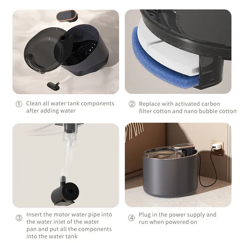 Automatic Cat Water Fountain USB Water Feeder Bowl with 6 Filter Cartridges, Berlin Blue, Quiet Edition