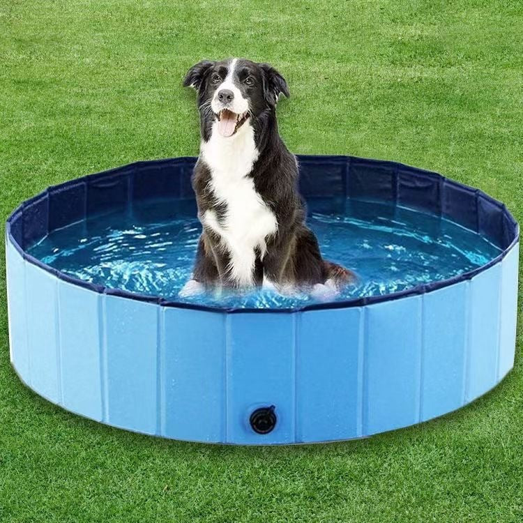 Foldable Dog Pet Pool Bathtub, Blue, M