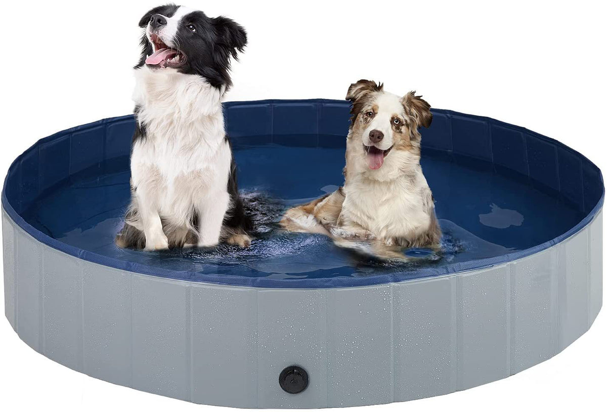 Foldable Dog Pet Pool Bathtub, Gray, S