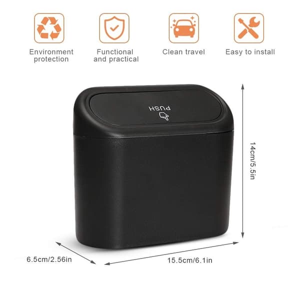 Car Trash Can, Waterproof Hanging Storage Box with Lid, 2-Pack Portable for Car \u0026 Office