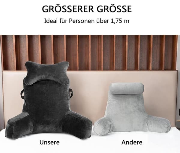 Extra Large Back Cushion with Armrests for Bed and Sofa Reading Sitting Support