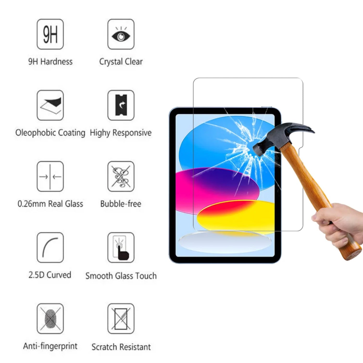 iPad (A16) Gen 11 2025 Tempered Glass Screen Protector 9H Transparent 2-Pack