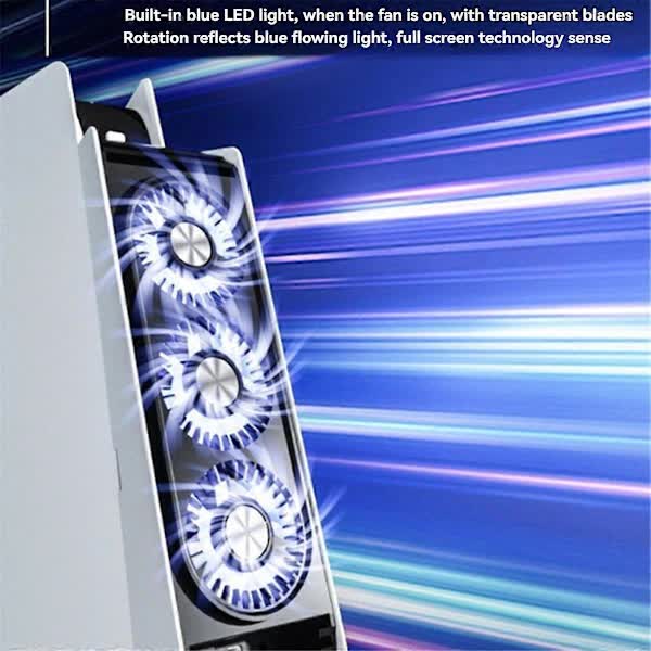 Cooling Fan for PS5 with Quieter Fan LED Light and USB3.0 Hubs