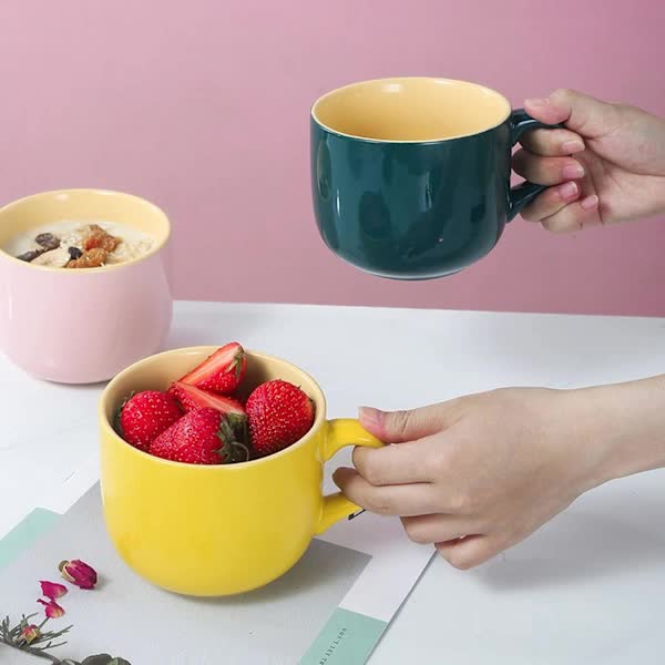 Large Ceramic Coffee Mug 650ml with Henke, Compatible with Breakfast Cereal Bowl and Tea Cup, Birthday Gift