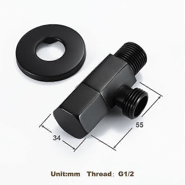Black Shut-off Valve Angle Faucet Brass Diverter Toilet Shower Nozzle Connector Solid Brass Coupling Bracket