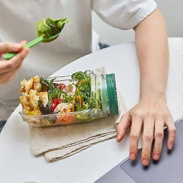 NEW Salad Container with Sauce Dressing Container, Vertical Layered Salad Container with Built-in Bowl, Portable Leak-Proof All-in-One Salad Box