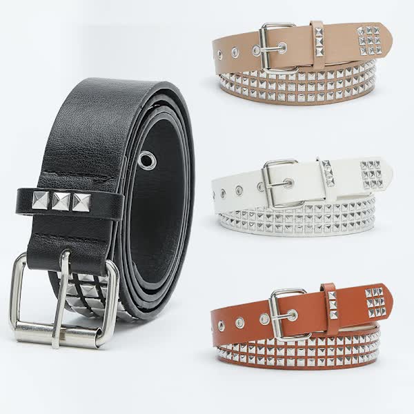 Punk Rock Nub Belt with Rivets Metal for Men Women NY-White