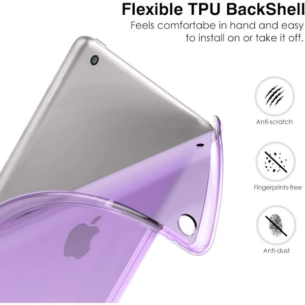 iPad Case 10.2 Inch Purple Soft Frosted Slim Cover with S compatible with iPad 9th 8th 7th Generation
