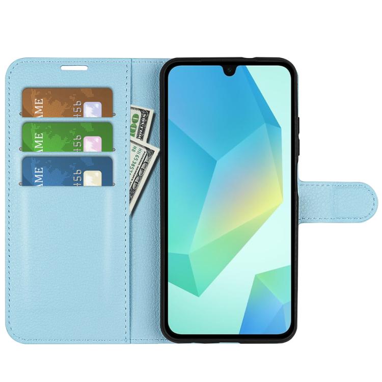 Compatible with Samsung Galaxy A17 5G Case Blue Litchi Texture Horizontal Flip Stand Cover for Compatible with Samsung Galaxy A17 5G
