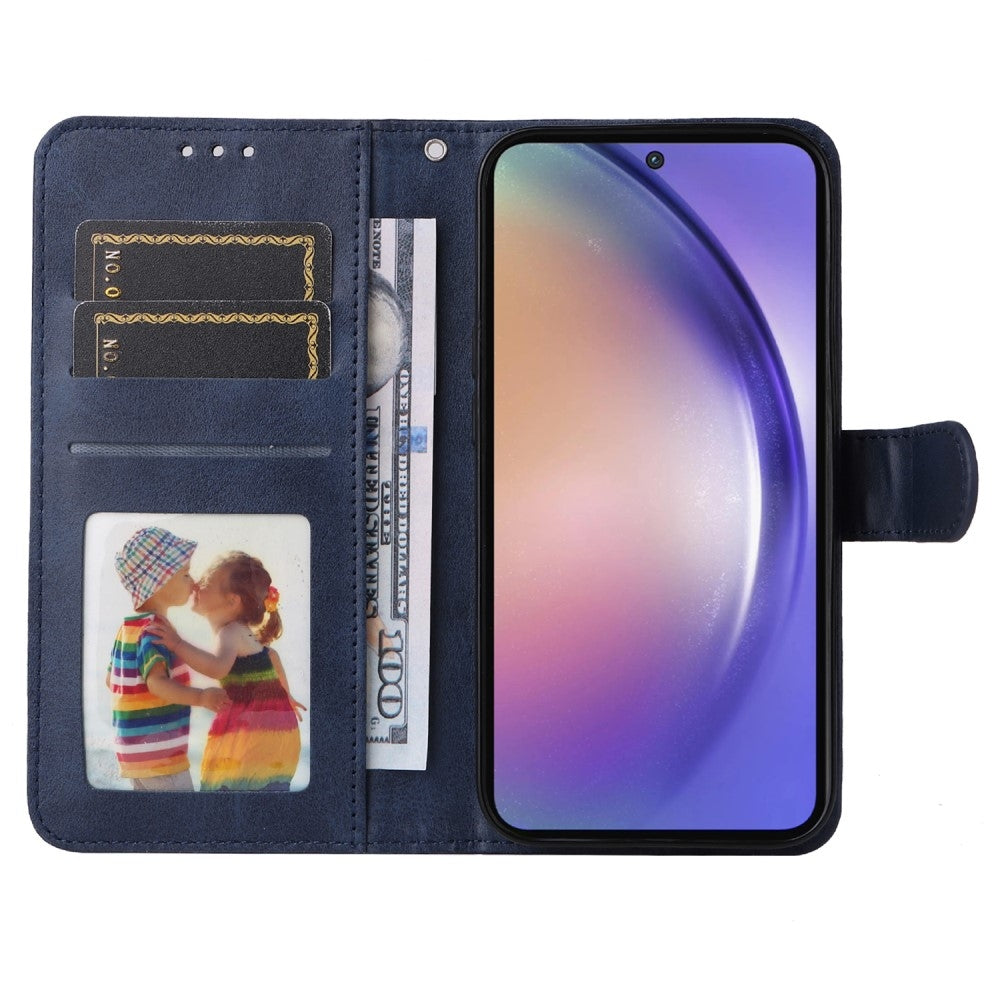 SKALO Compatible with Samsung A55 5G Wallet Case Samsung PU Leather Cover Blue
