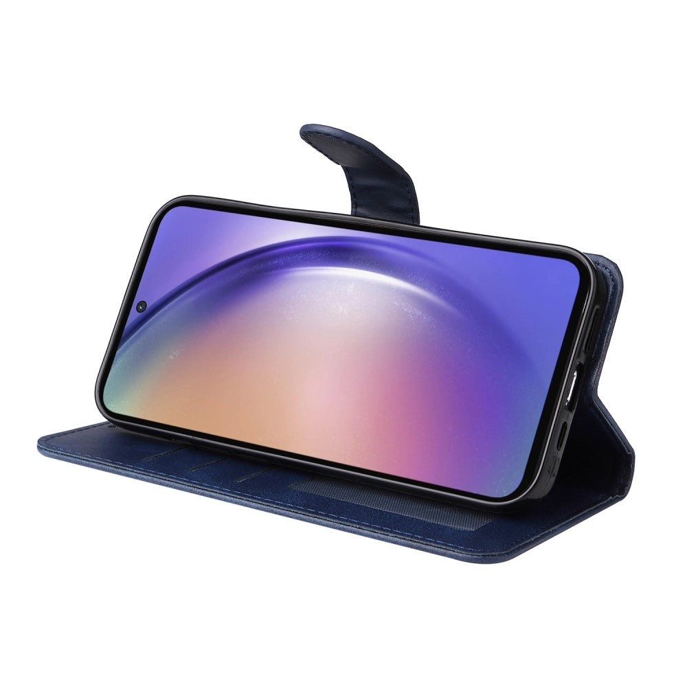 SKALO Compatible with Samsung A55 5G Wallet Case Samsung PU Leather Cover Blue