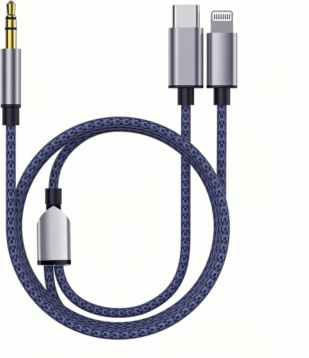 USB C \u0026 Lightning to 3.5mm Aux Audio Adapter Cable Braided Nylon