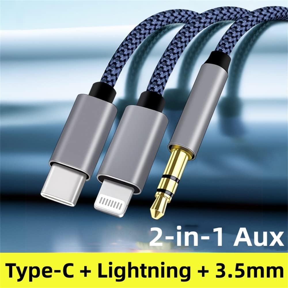 USB C \u0026 Lightning to 3.5mm Aux Audio Adapter Cable Braided Nylon