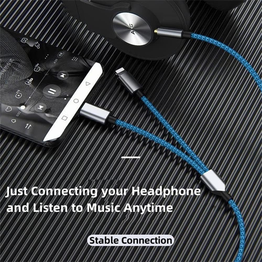 USB C \u0026 Lightning to 3.5mm Aux Audio Adapter Cable Braided Nylon