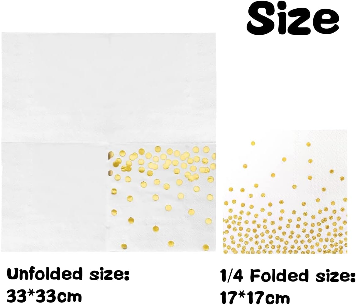 Napkins 100-pack, white and gold napkins Gold napkins Napkins