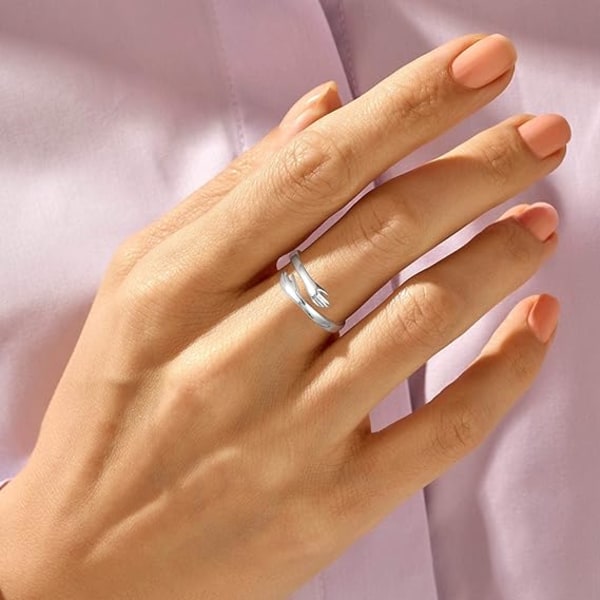 Compatible with S925 Sterling Silver Adjustable Hug Ring for Women and Teenage Girls