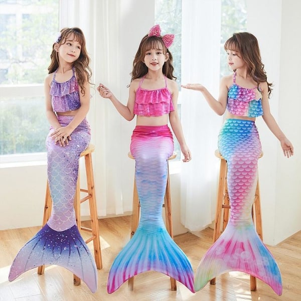 Mermaid Swimsuit Monofin Mermaid Fins Kids Mermaids Pack C (with Monofin) L (7-9 Years)