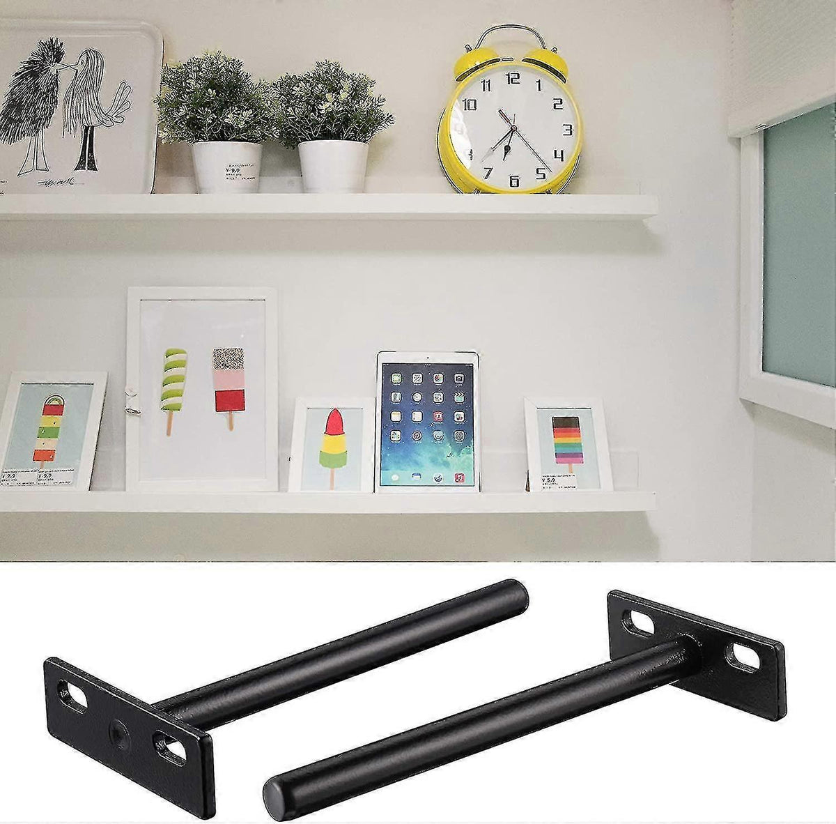 Heavy Duty Invisible Floating Shelf Bracket 4 pcs, Metal Hidden Bracket Compatible with Wood