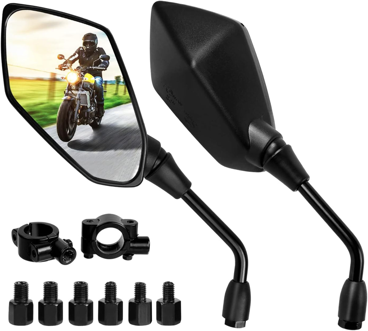 Motorcycle Rearview Mirrors Universal Pair Compatible with Motorcycles