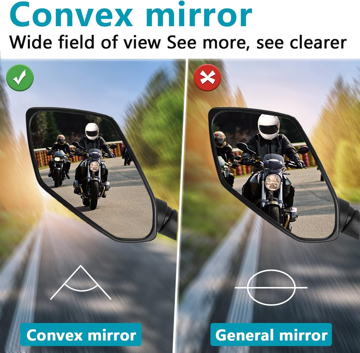 Motorcycle Rearview Mirrors Universal Pair Compatible with Motorcycles