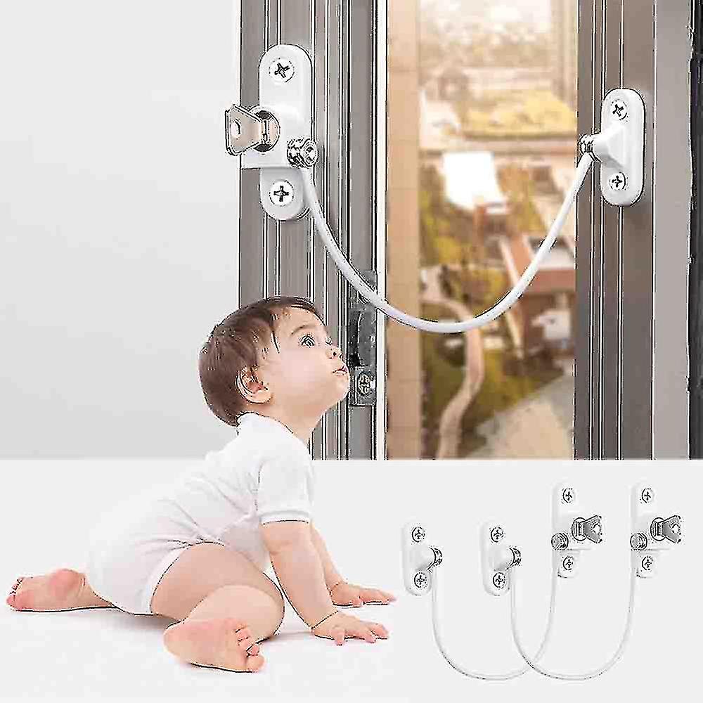 4 pcs Window Limiter, Window Stopper, Childproof Window Lock, Window Lock, Door Lock - Black