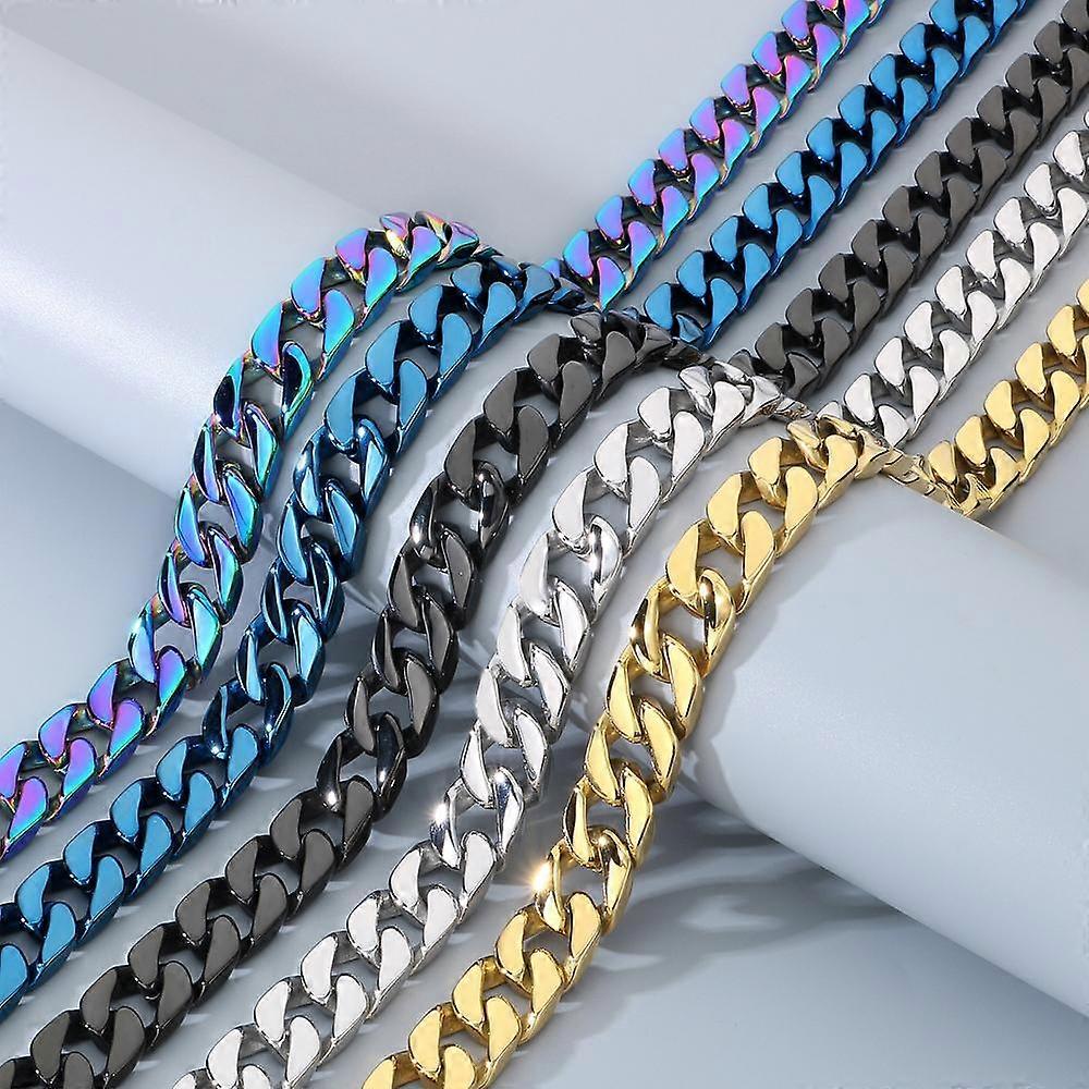 Cuban Link Chain Necklace for Men 50cm 316L Stainless Steel 15mm Width Multicolor