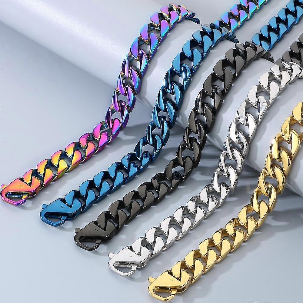 Cuban Link Chain Necklace for Men 50cm 316L Stainless Steel 15mm Width Multicolor