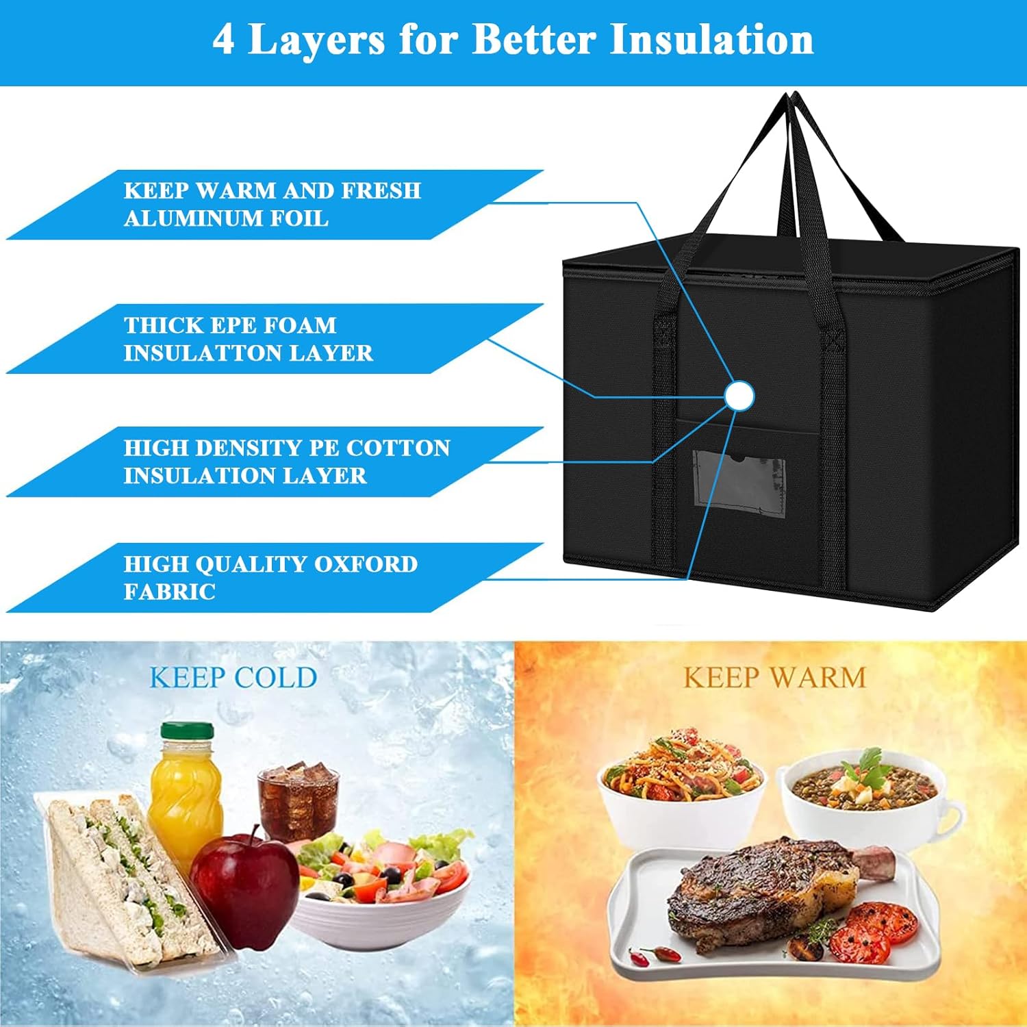 Cooler Bag 40L Insulated Soft Cooler Bag for Picnic Grocery and Food Delivery