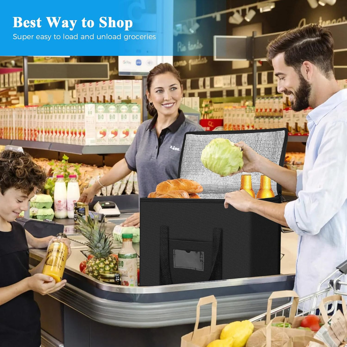 Cooler Bag 40L Insulated Soft Cooler Bag for Picnic Grocery and Food Delivery