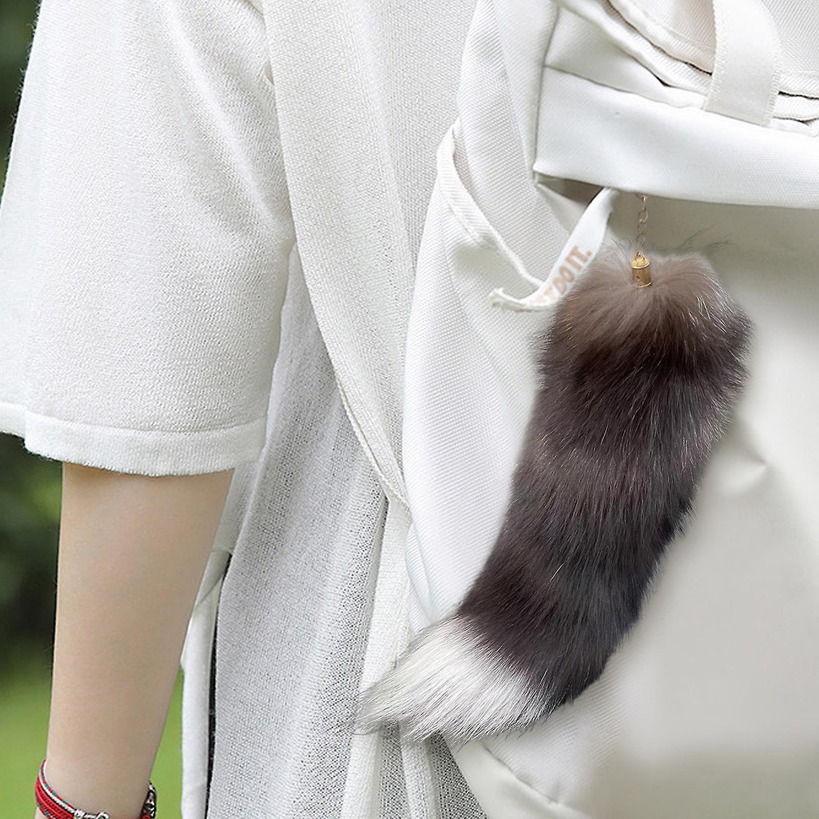 Fake Raccoon Tail Keychain Soft Artificial Fur Tail Pendant Decorative Raccoon Tail Keychain Backpack Key Ring Ornament Bag Decoration