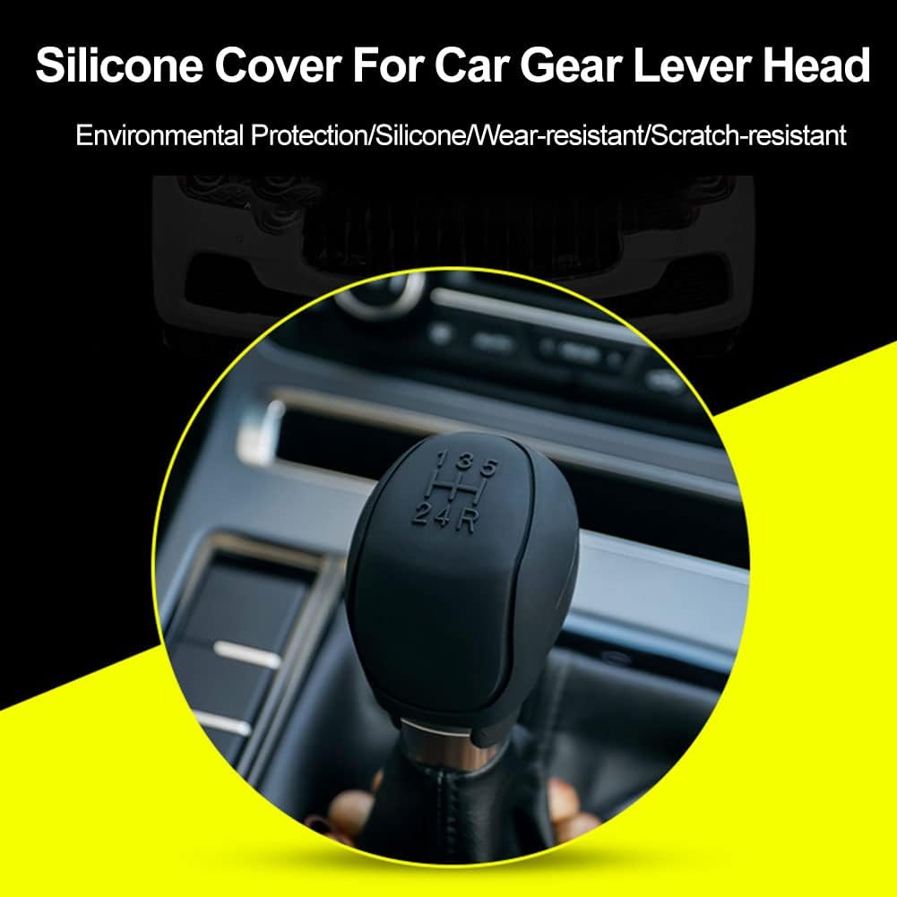 Car Silicone Gear Shift Knob Covers Black Grey 2 Pack 6-Speed Compatible with Various Models