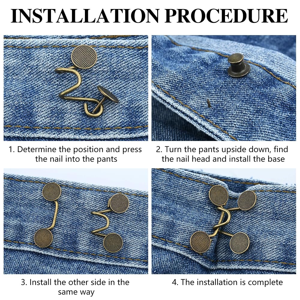 Jeans Waist Adjustment Set Removable No Stitch Buckle for Jeans Waist Tightening