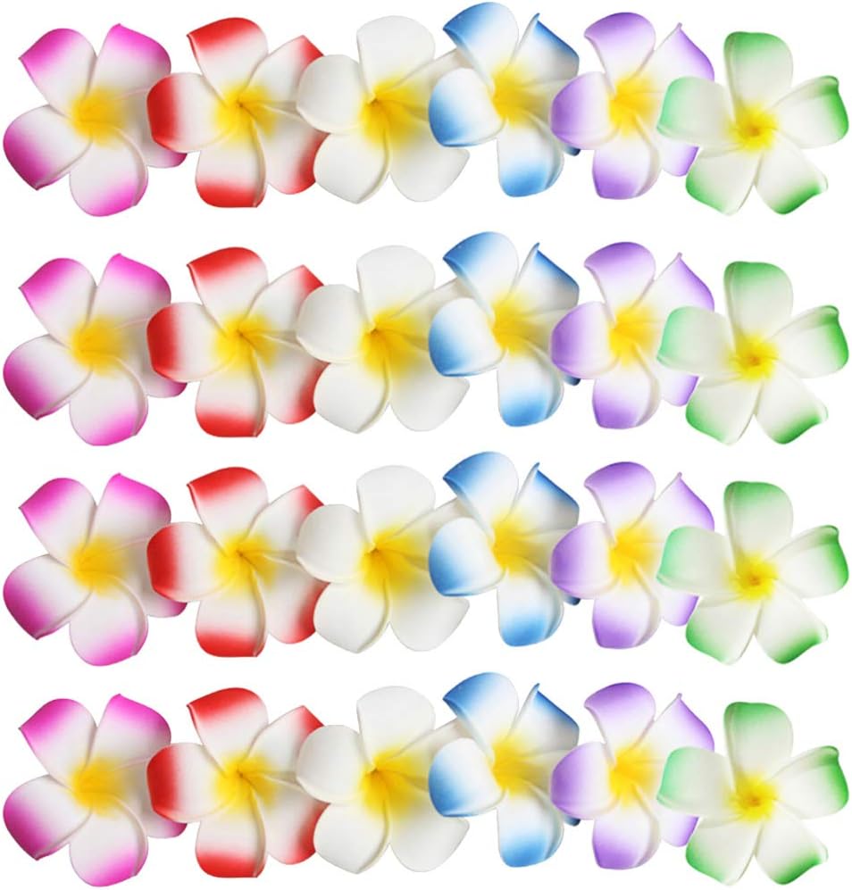 24pcs Flower Hair Clips, Hawaiian Plumeria Flowers, Plumeria Hibiscus Barrettes, Wedding Party, Beach Hair Clips for Women and Girls