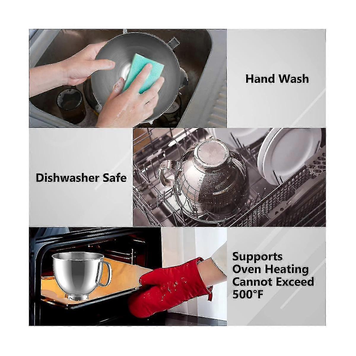 304 Stainless Steel Bowl Compatible with KitchenAid Classic and Artisan 4.5-5 QT Tilt-Head Mixers 5 Quart