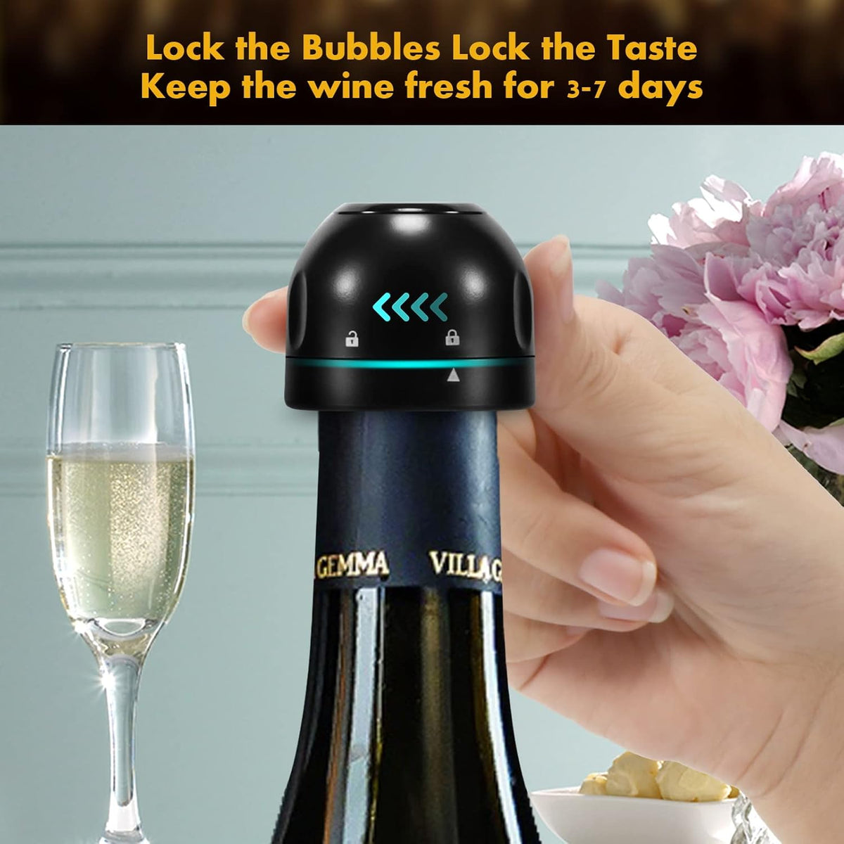 Reusable Silicone Wine Stopper 4-Pack Universal Leak-Proof Sealed Champagne Bottle