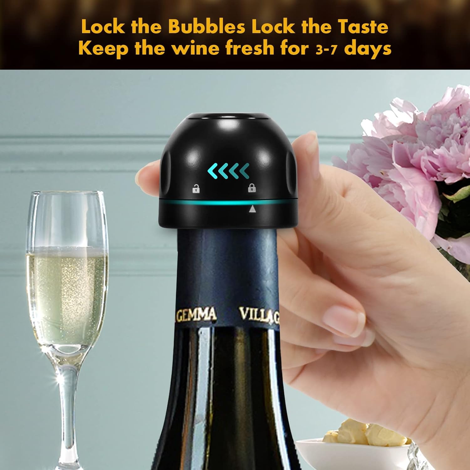 Reusable Silicone Wine Stopper 4-Pack Universal Leak-Proof Sealed Champagne Bottle