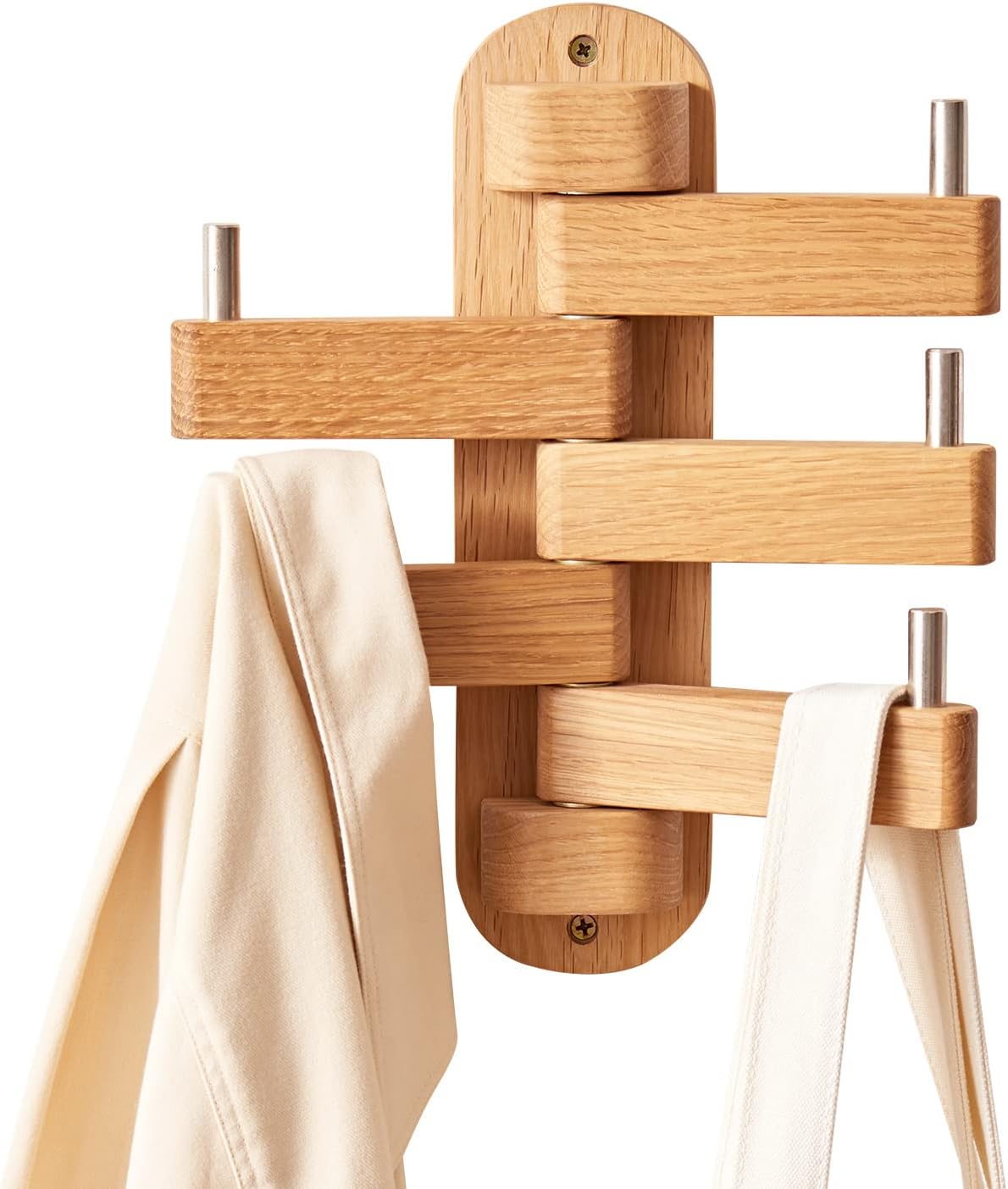 Oak Coat Rack, Wooden Wall Mounted Coat Rack for Entryway, Living Room, Bedroom, Bathroom