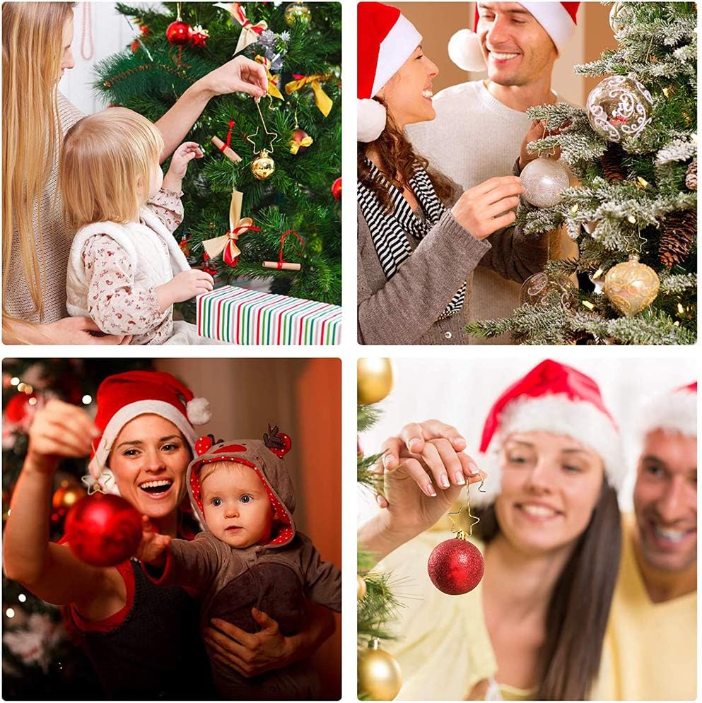 Gold Star Christmas Tree Baubles Hooks, 100 Pack for Decoration