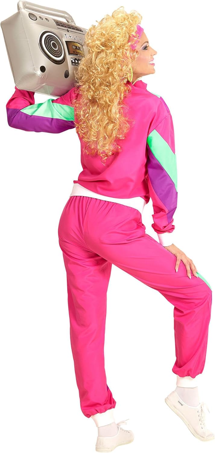 Widmann - Costume Jogging Pants Pink 80s Outfit Jogging Suit Carnival Costume, Multicolored XL