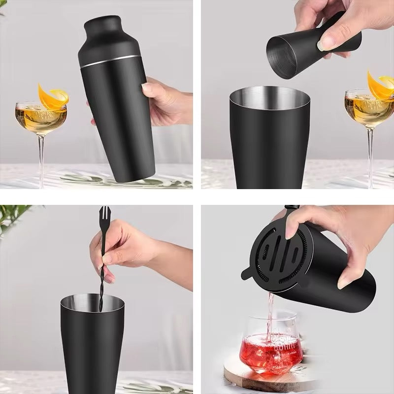 Cocktail Shaker Set - Matte Black - Stainless Steel Black Black