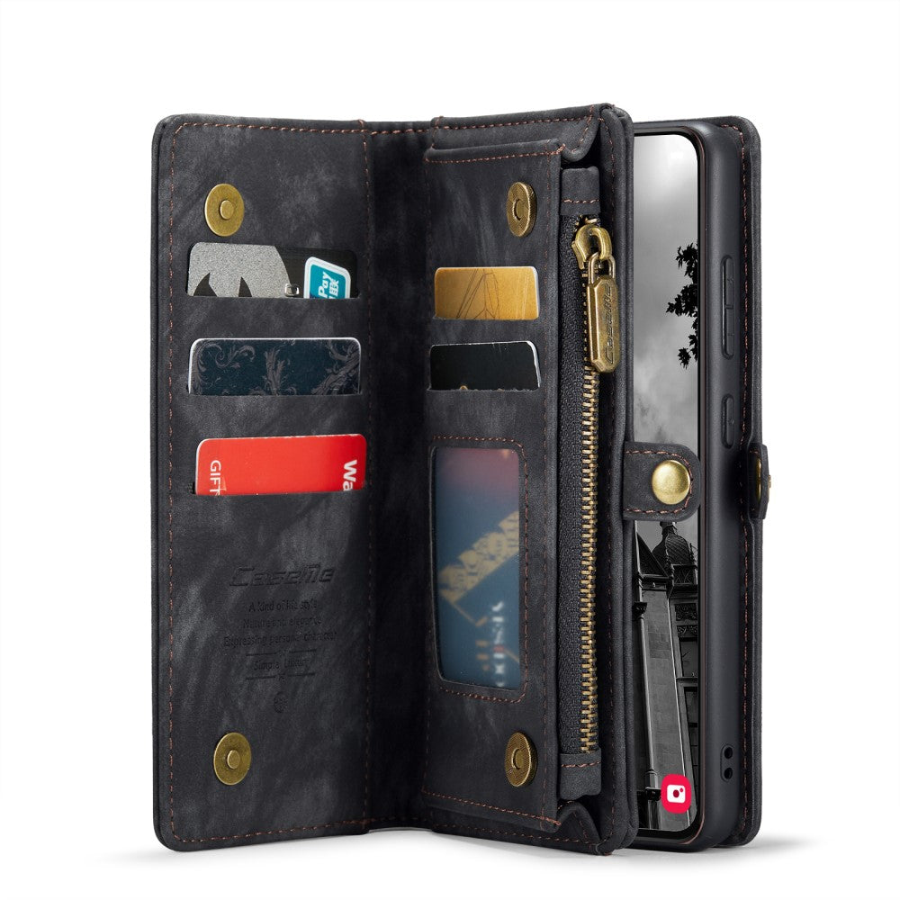 Galaxy S25 Wallet Case with Multi-Slot 2-in-1 Design Black Slim Protective Cover with Card Holder for Compatible with Samsung S25