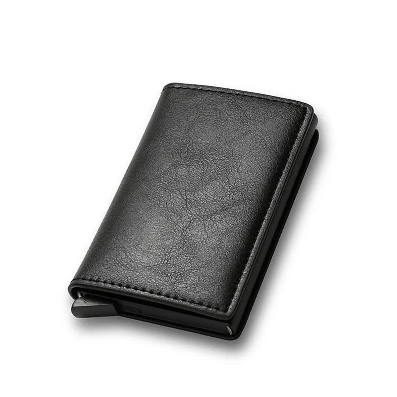 Carbon Fiber Wallet Men RFID Black Trifold Leather Slim Mini Small Money Card Holder