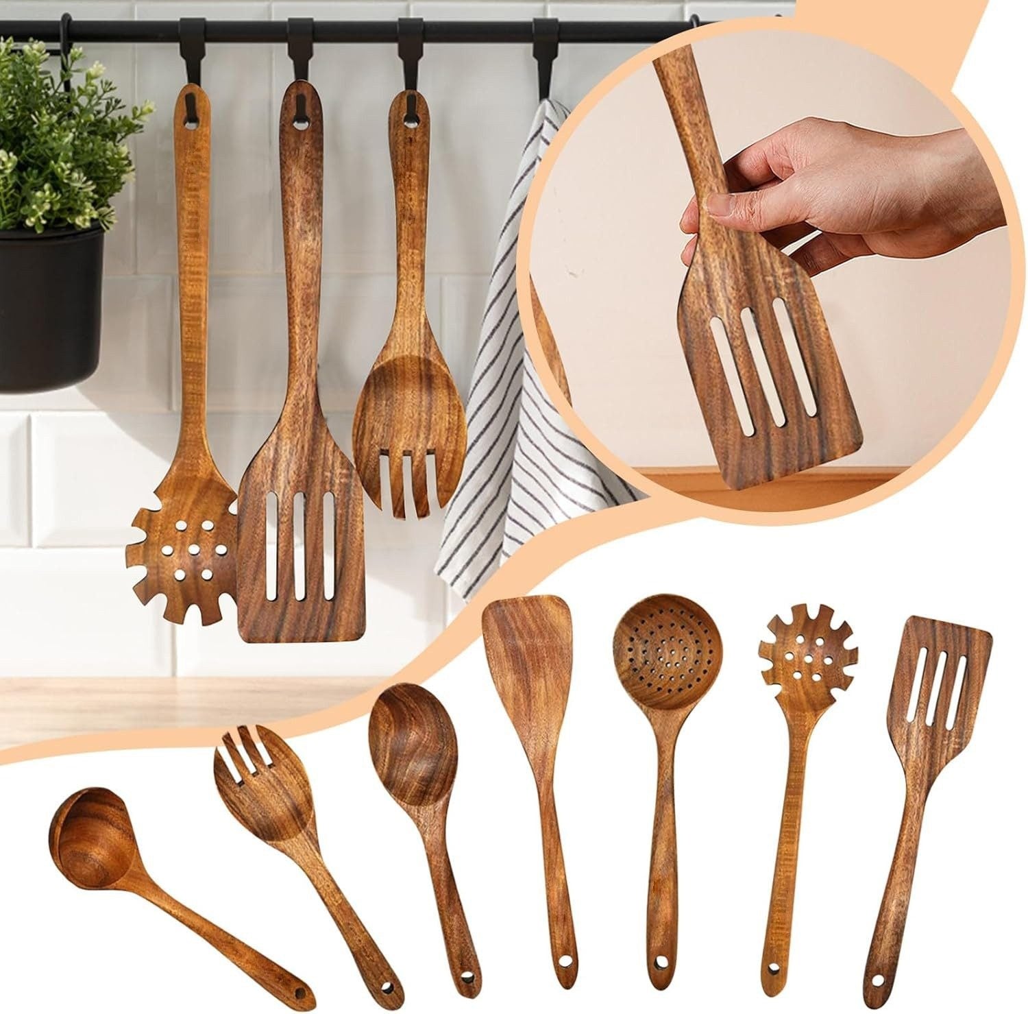 Kitchen Utensil Set - Wooden Utensils