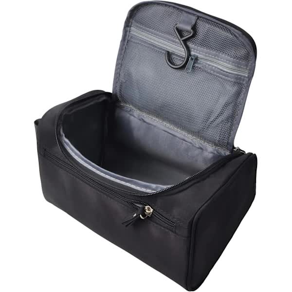 Men's Small Travel Toiletry Bag Black for Shaving Shower Hygiene Items