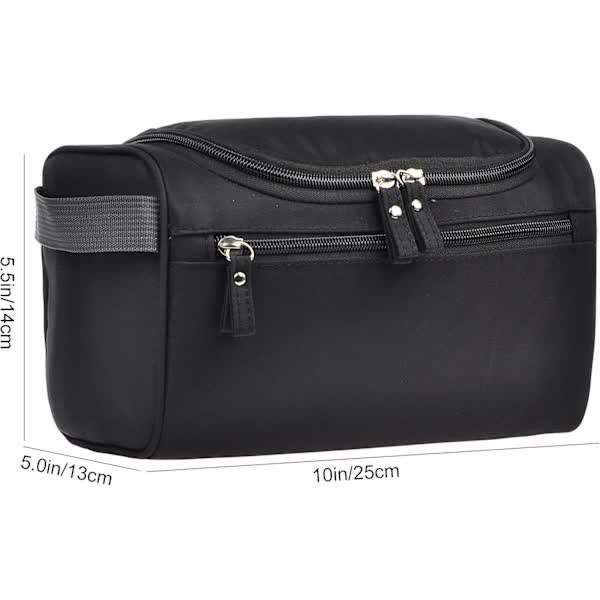 Men's Small Travel Toiletry Bag Black for Shaving Shower Hygiene Items