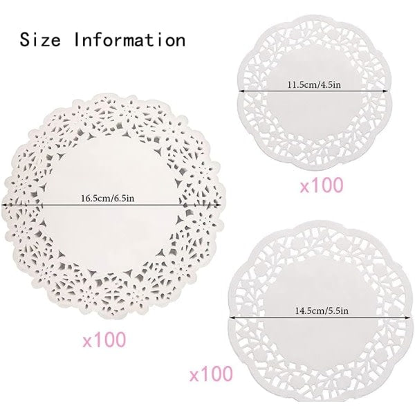 White Lace Paper Cake Doilies 300 Sheets Round