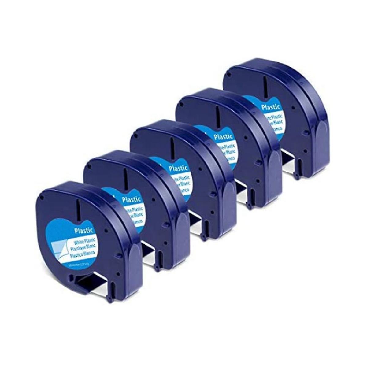 Letratag Refill Tape 5-Pack Black on White Compatible with Letratag 91331
