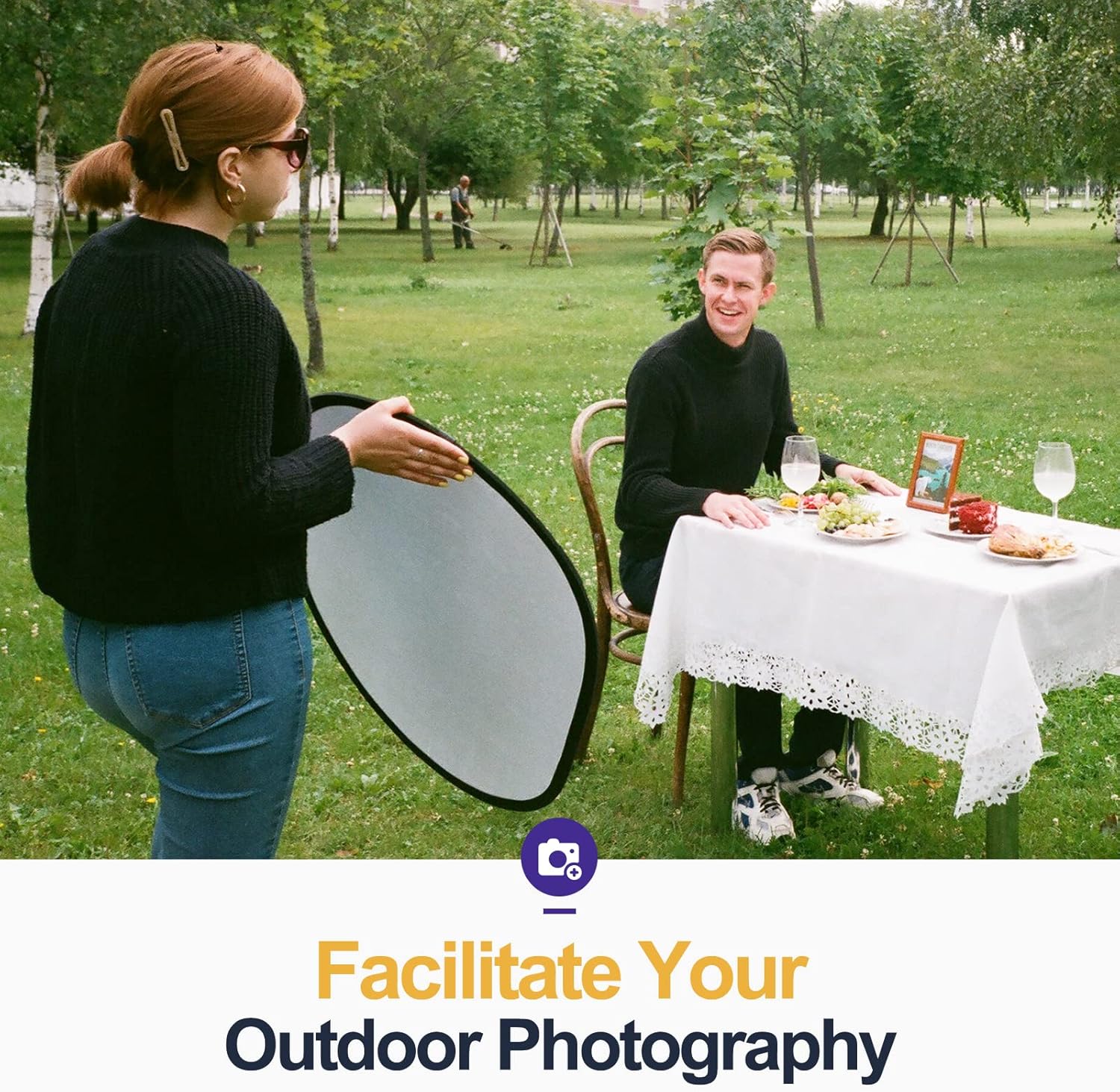 5-in-1 Foldable Light Reflector 60 x 90 cm Large Oval Portable Photo Reflector with Carrying Bag